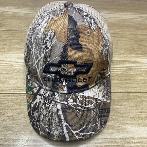 Chevrolet Mens Strap Back Camo Hunting Camp Cap Adjustable Hat Embroidered - Picture 4 of 16